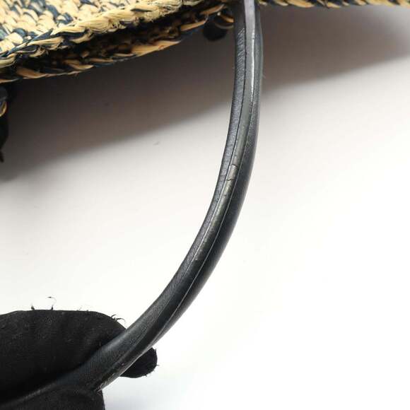 Balenciaga BALENCIAGA handbag, leather and raffia, women's, beige, navy, blac... - Picture 6 of 8